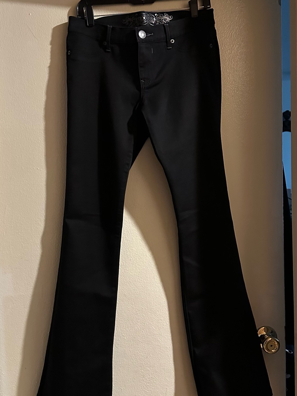 Express Black Stretchy Jeans with Branded Button